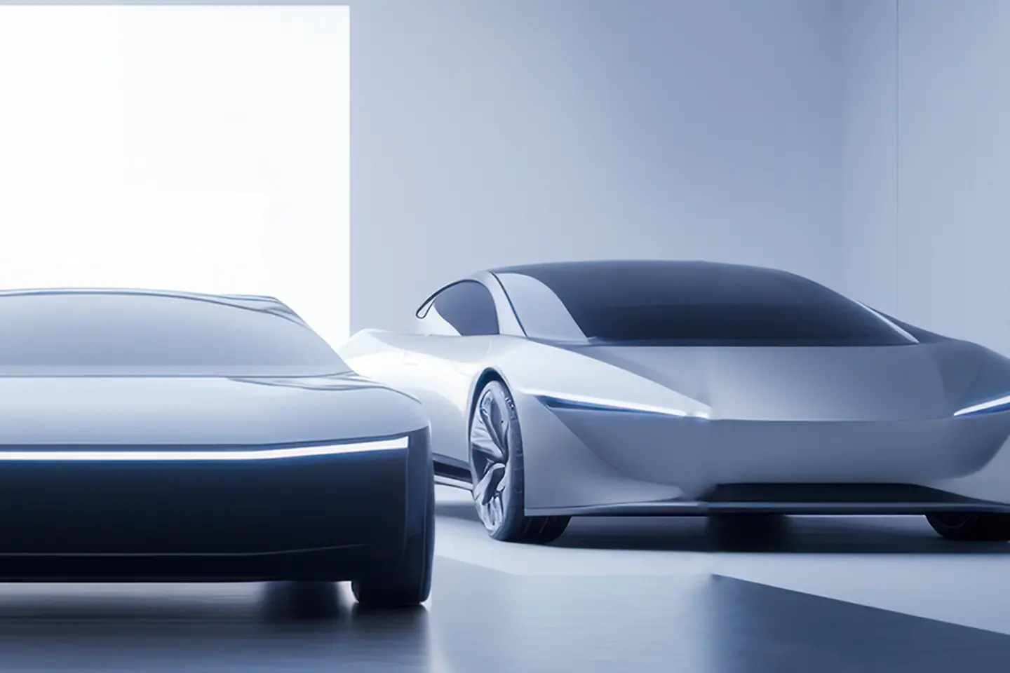 KI-generiertes Bild - Futuristische Autos in einem Autohandel