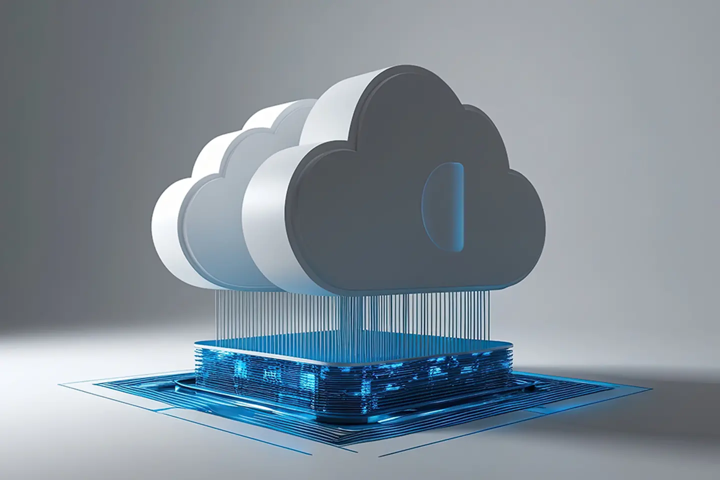 Digital graphic of cloud computing concept (AI generated image)