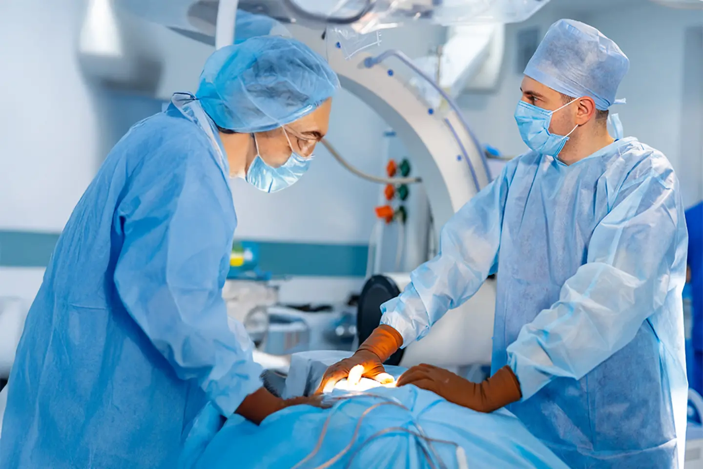 Doctors and patient in the operating theater