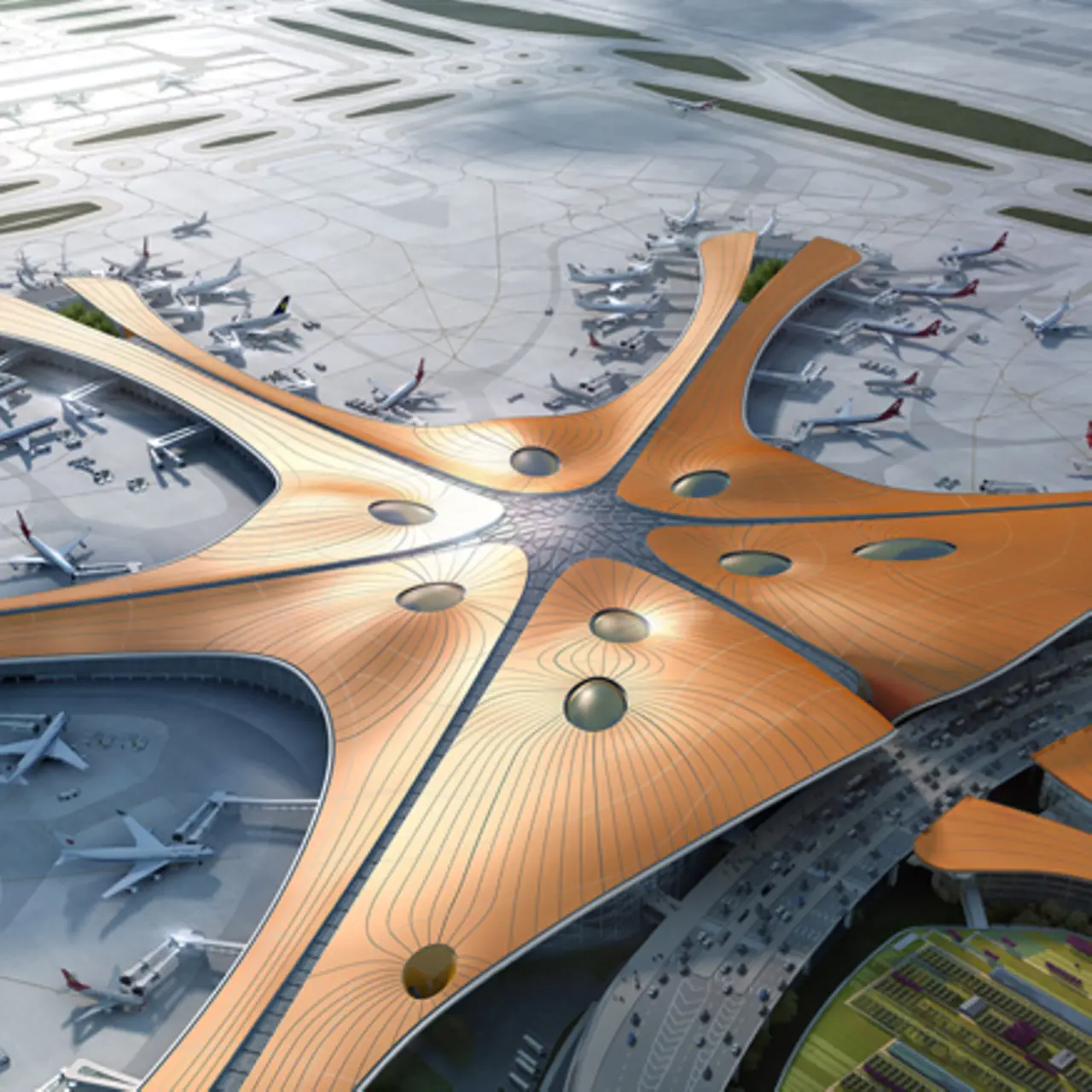 Vogelperspektive des Terminals