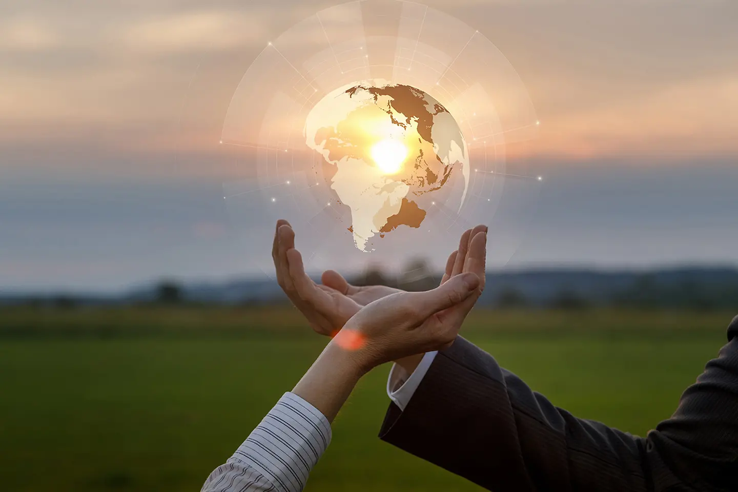 Concept of supporting peace on the whole planet by businessmen
