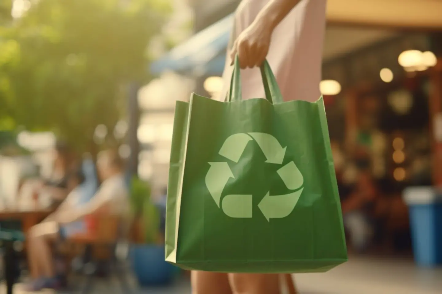Sustainability in retail. Reusable bag for shopping. 